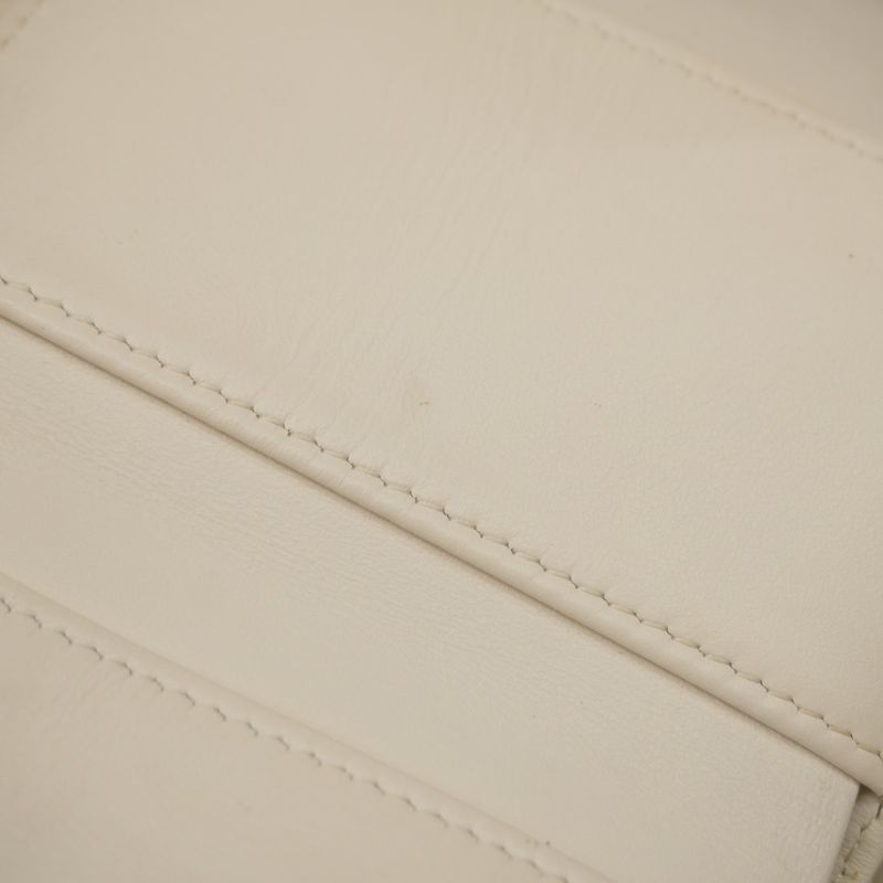 Chanel Trifold Wallet Matelasse Caviar Skin White Silver Hardware Women's