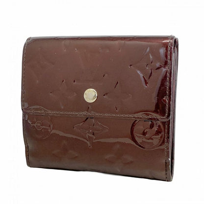 Louis Vuitton Trifold Wallet Vernis Portefeuille Elise M93523 Amarant Women's