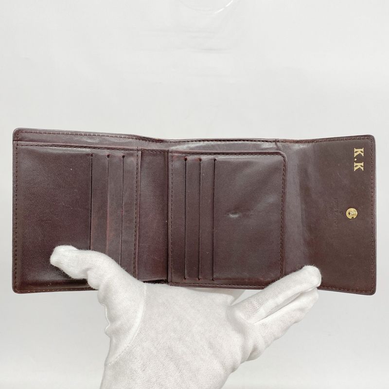 Louis Vuitton Trifold Wallet Vernis Portefeuille Elise M93523 Amarant Women's