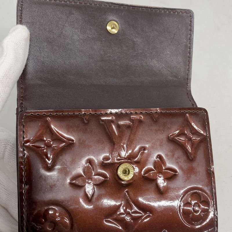 Louis Vuitton Trifold Wallet Vernis Portefeuille Elise M93523 Amarant Women's