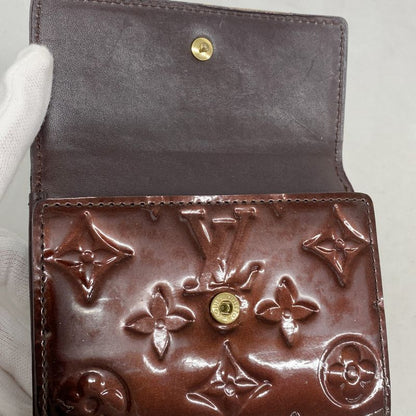 Louis Vuitton Trifold Wallet Vernis Portefeuille Elise M93523 Amarant Women's