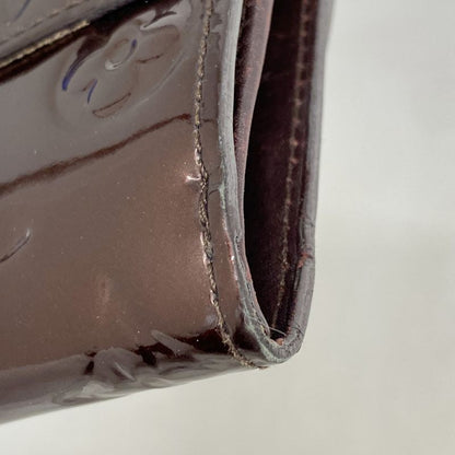 Louis Vuitton Trifold Wallet Vernis Portefeuille Elise M93523 Amarant Women's