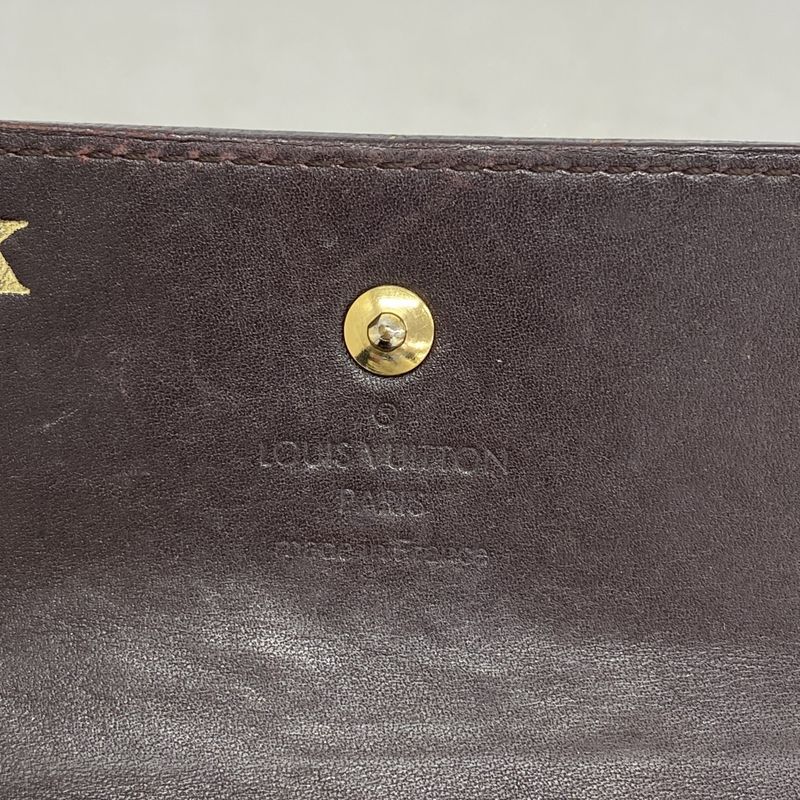 Louis Vuitton Trifold Wallet Vernis Portefeuille Elise M93523 Amarant Women's