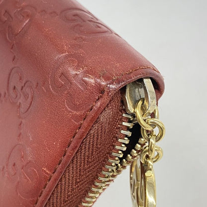 Gucci Long Wallet Gucci Guccissima Interlocking G 212110 Leather Red Gold Hardware