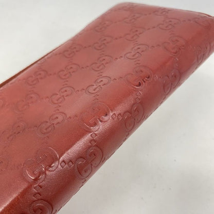 Gucci Long Wallet Gucci Guccissima Interlocking G 212110 Leather Red Gold Hardware