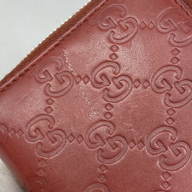 Gucci Long Wallet Gucci Guccissima Interlocking G 212110 Leather Red Gold Hardware