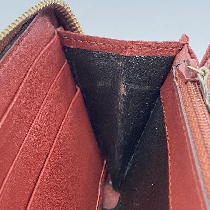 Gucci Long Wallet Gucci Guccissima Interlocking G 212110 Leather Red Gold Hardware