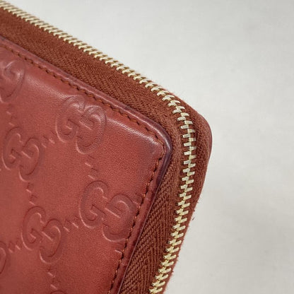 Gucci Long Wallet Gucci Guccissima Interlocking G 212110 Leather Red Gold Hardware