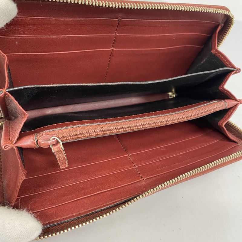 Gucci Long Wallet Gucci Guccissima Interlocking G 212110 Leather Red Gold Hardware