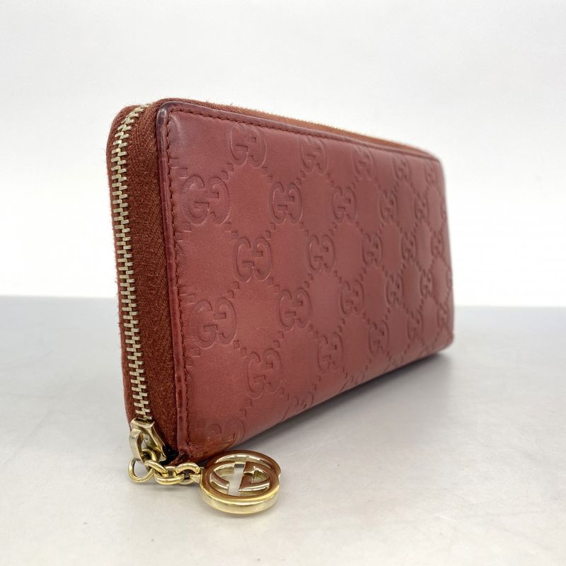 Gucci Long Wallet Gucci Guccissima Interlocking G 212110 Leather Red Gold Hardware
