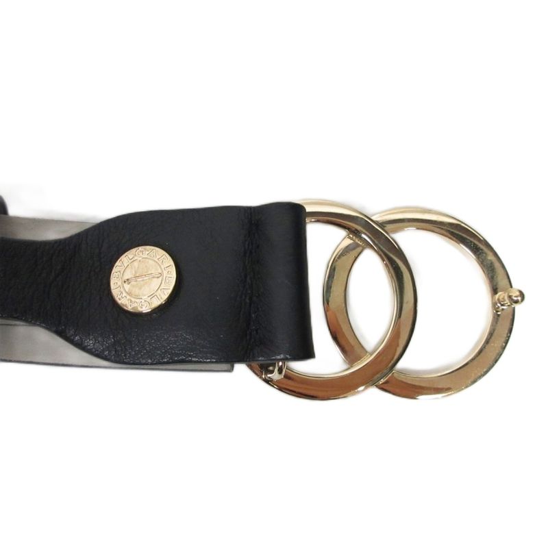 Bvlgari Bvlgari Logomania Leather Belt Double Buckle 44 110 Gold Hardware Black