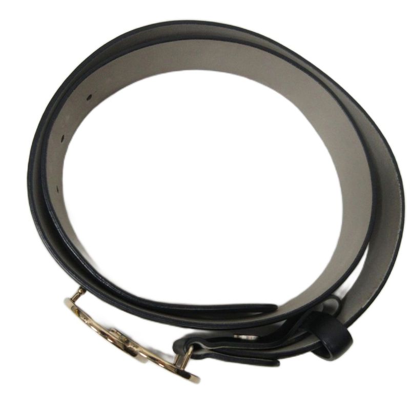 Bvlgari Bvlgari Logomania Leather Belt Double Buckle 44 110 Gold Hardware Black