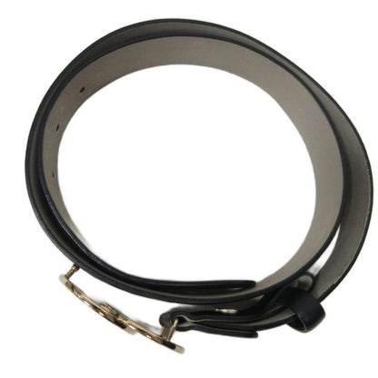 Bvlgari Bvlgari Logomania Leather Belt Double Buckle 44 110 Gold Hardware Black