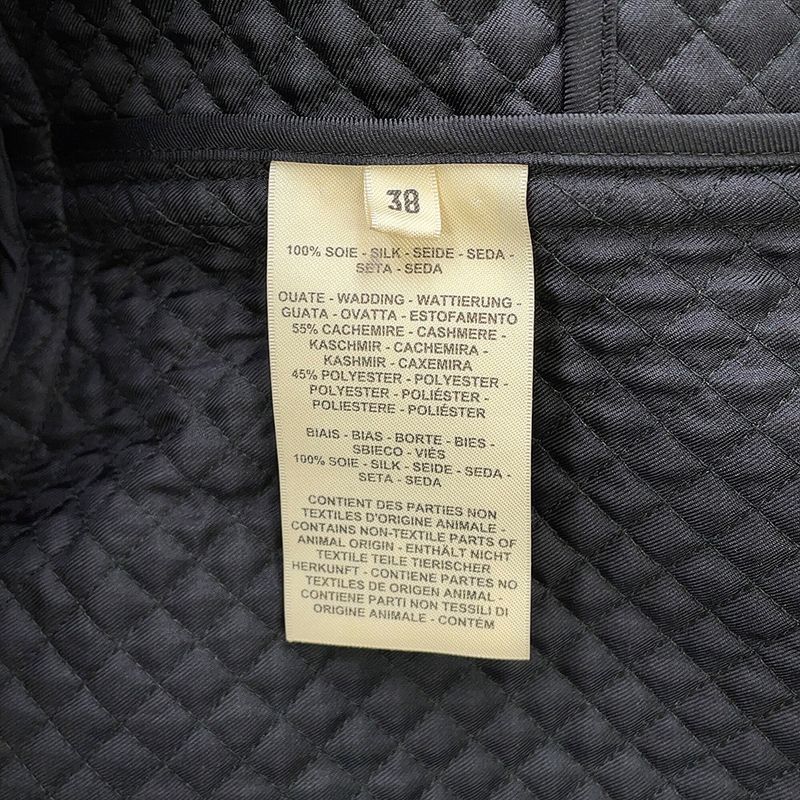 Hermes Jacket Re Boucles Quilted Collarless 38