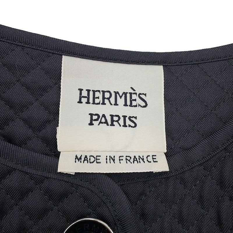 Hermes Jacket Re Boucles Quilted Collarless 38
