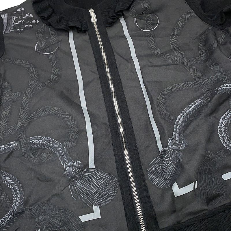 Hermes Cardigan Palefroi Remix Twill 36 Black Gris Charbon