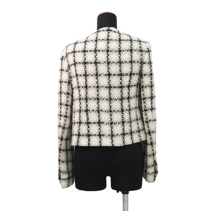 Chanel Jacket Tweed Short Length 38 Ivory - Black Gray