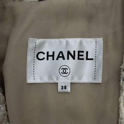 Chanel Jacket Tweed Short Length 38 Ivory - Black Gray