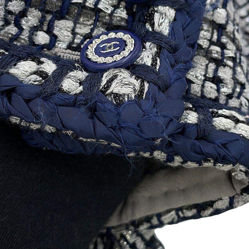 Chanel Jacket Tweed CC Logo 36 Navy -