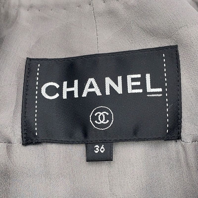 Chanel Jacket Tweed CC Logo 36 Navy -