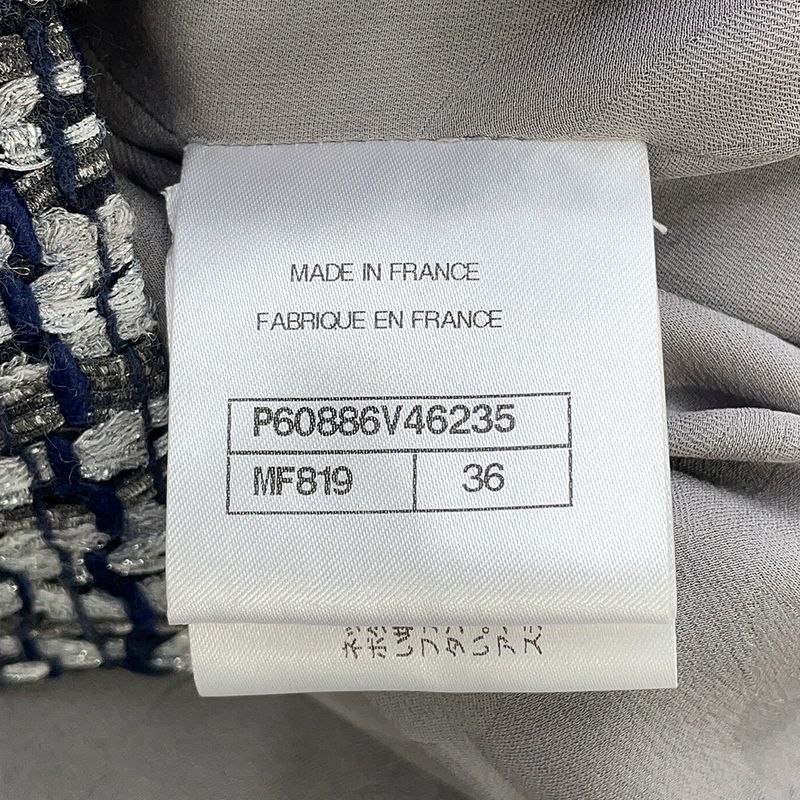 Chanel Jacket Tweed CC Logo 36 Navy -