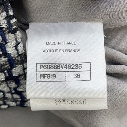 Chanel Jacket Tweed CC Logo 36 Navy -