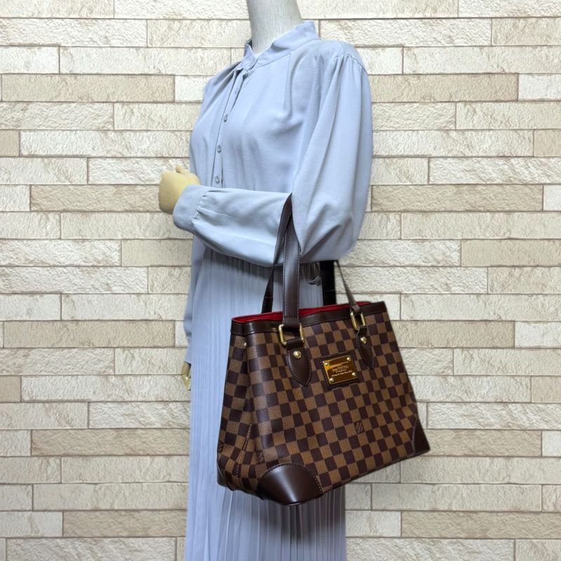Louis Vuitton Hampstead PM Damier Handbag Damier Canvas N51205 Brown Women's