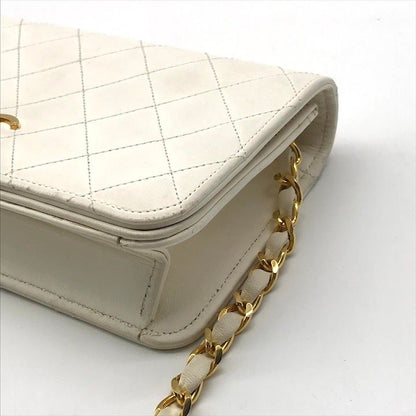 Chanel Quilted CC Logo Push Lock Chain Shoulder Bag Lambskin White