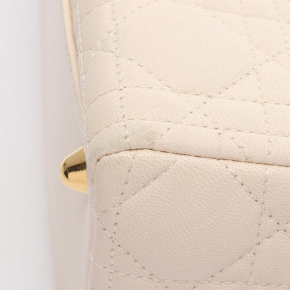 Dior Handbag Ivory Leather Lady Dior Cannage 2way Tote Ladies B