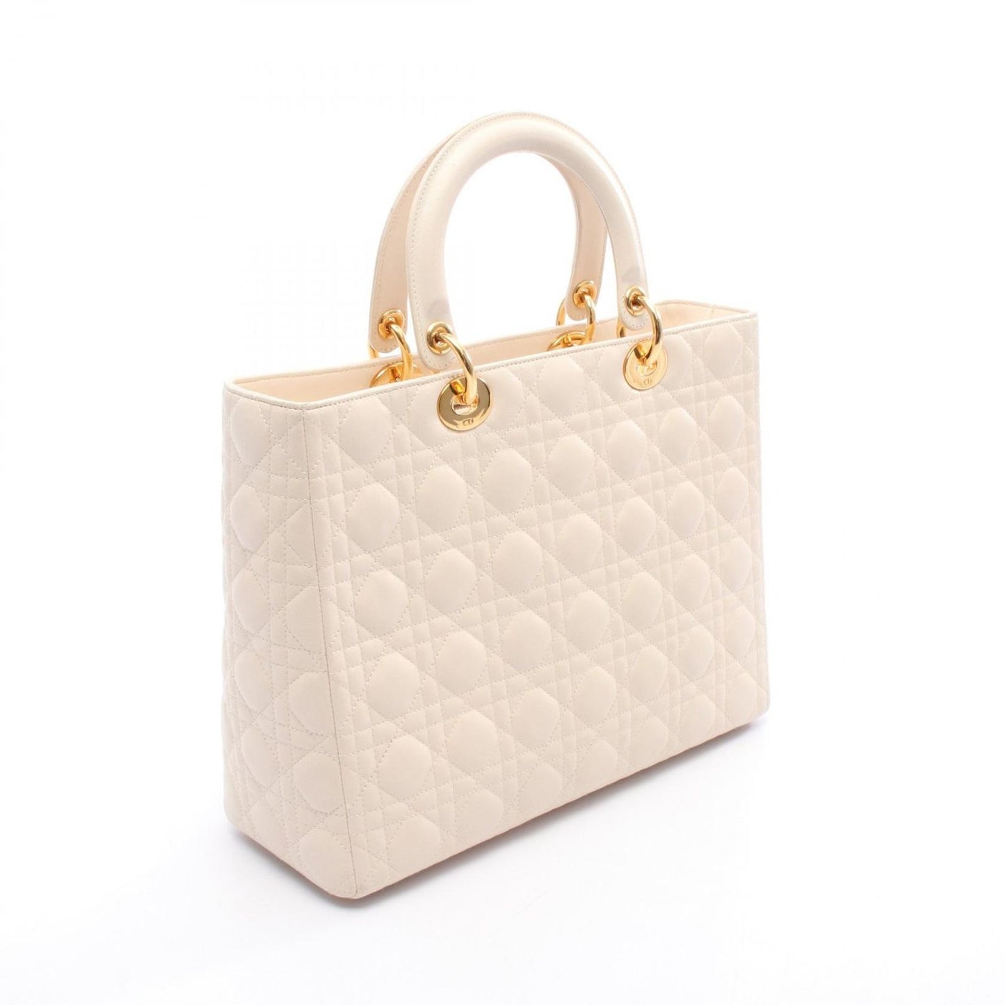 Dior Handbag Ivory Leather Lady Dior Cannage 2way Tote Ladies B