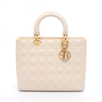 Dior Handbag Ivory Leather Lady Dior Cannage 2way Tote Ladies B
