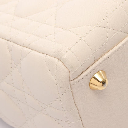 Dior Handbag Ivory Leather Lady Dior Cannage 2way Tote Ladies B