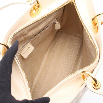 Dior Handbag Ivory Leather Lady Dior Cannage 2way Tote Ladies B