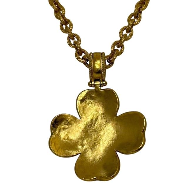 Chanel Necklace Gold Black Coco Mark GP 06