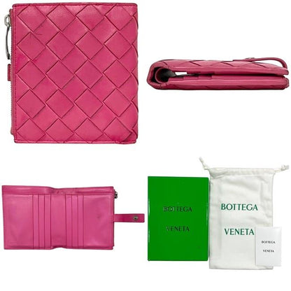 Bottega Veneta Bifold Wallet Pink Intrecciato Hook Leather