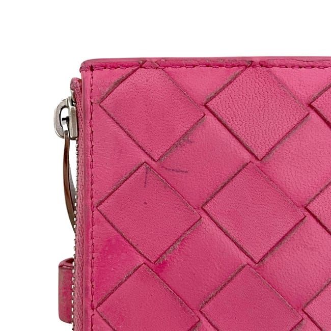 Bottega Veneta Bifold Wallet Pink Intrecciato Hook Leather