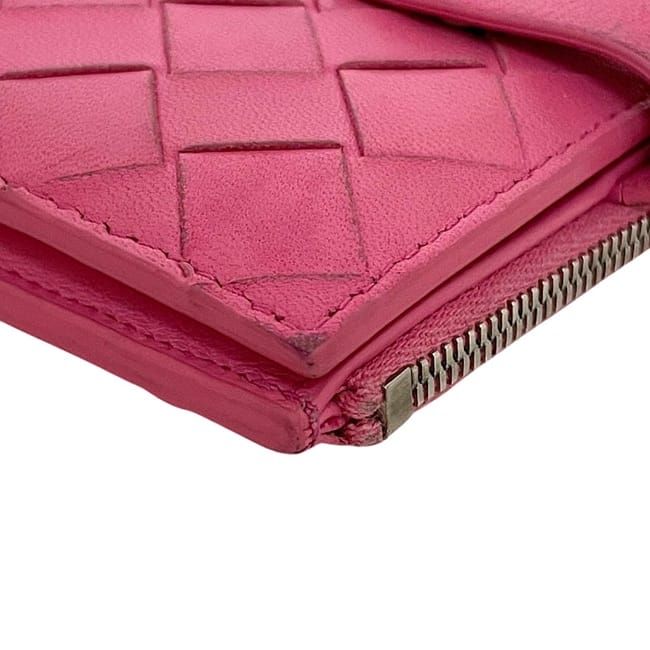 Bottega Veneta Bifold Wallet Pink Intrecciato Hook Leather