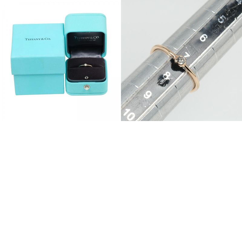 Tiffany & Co Wave Single Row 18k Pink Gold X Diamond Size 7.5