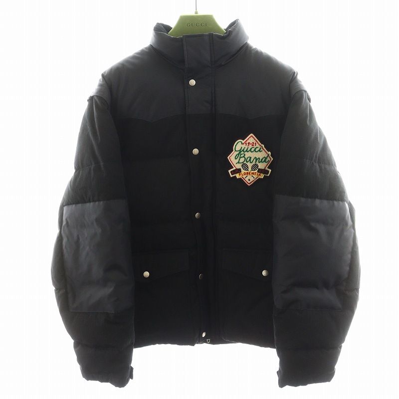 Gucci Down Jacket Down Vest 2way Logo Patch Outerwear 52 Black 641311 An39