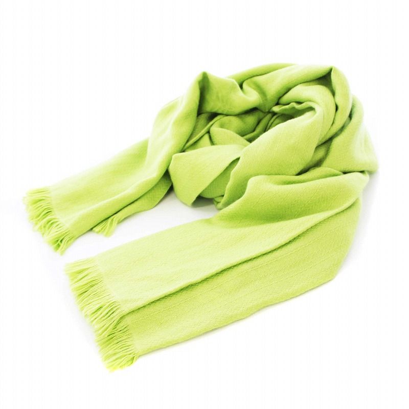 Hermes Ex-Libris Shawl Cashmere Silk Tube Shape Green KH • OH