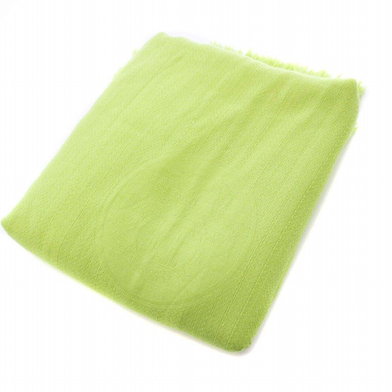 Hermes Ex-Libris Shawl Cashmere Silk Tube Shape Green KH • OH