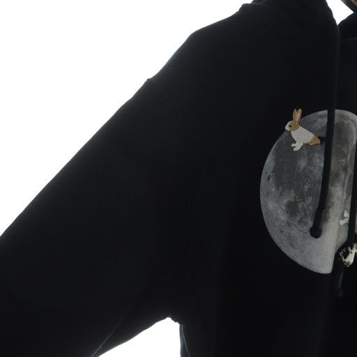 Loewe Relaxed Fit Hoodie Pullover Hood Logo Rabbit Fleece Print Black S359y25x52