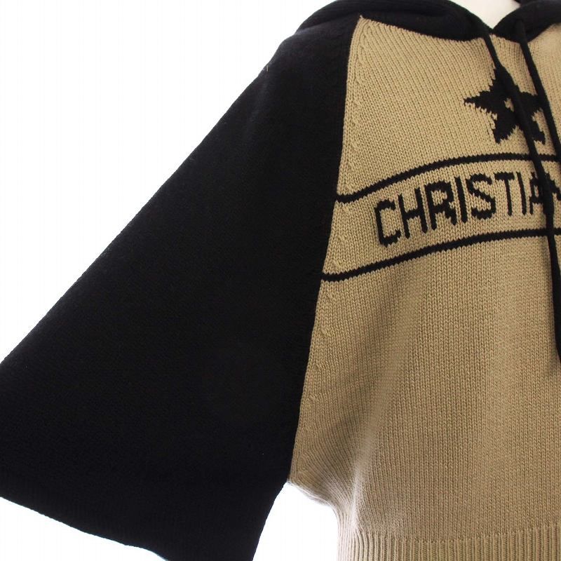 Christian Dior 22aw Knit Parka 3/4 Sleeve Pullover Cashmere Logo I42 Black