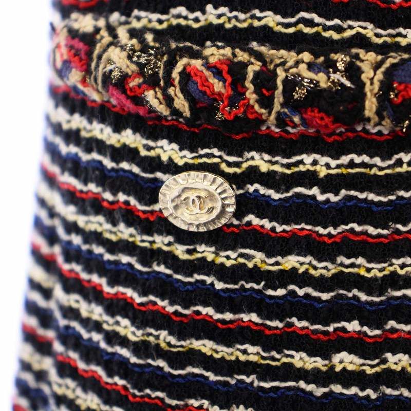 Chanel 2011 Model Tweed Dress Sleeveless Knee Length Coco Mark Coco Button 36