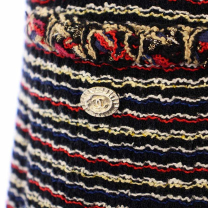 Chanel 2011 Model Tweed Dress Sleeveless Knee Length Coco Mark Coco Button 36