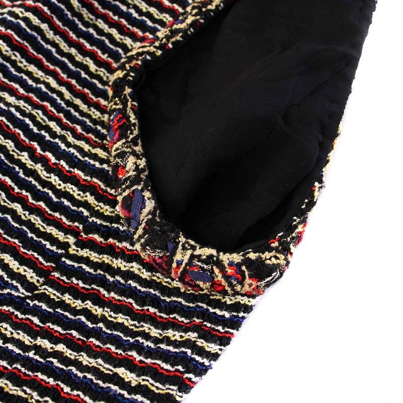 Chanel 2011 Model Tweed Dress Sleeveless Knee Length Coco Mark Coco Button 36