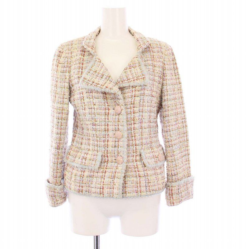Chanel 2012 Model Suit Tailored Jacket Tight Skirt Mini Tweed 34 36 Multicolor