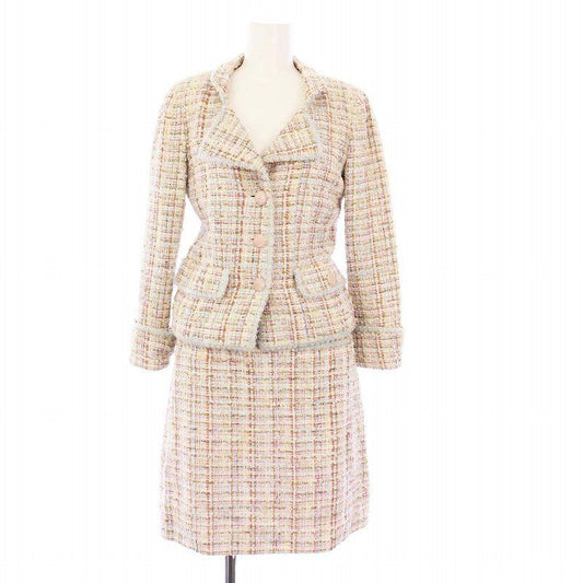 Chanel 2012 Model Suit Tailored Jacket Tight Skirt Mini Tweed 34 36 Multicolor