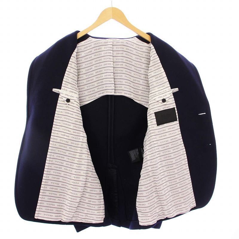 Prada 2021 Tailored Jacket Gold Button Cashmere Blend 50 Navy Sd137 KH