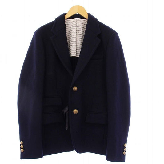 Prada 2021 Tailored Jacket Gold Button Cashmere Blend 50 Navy Sd137 KH